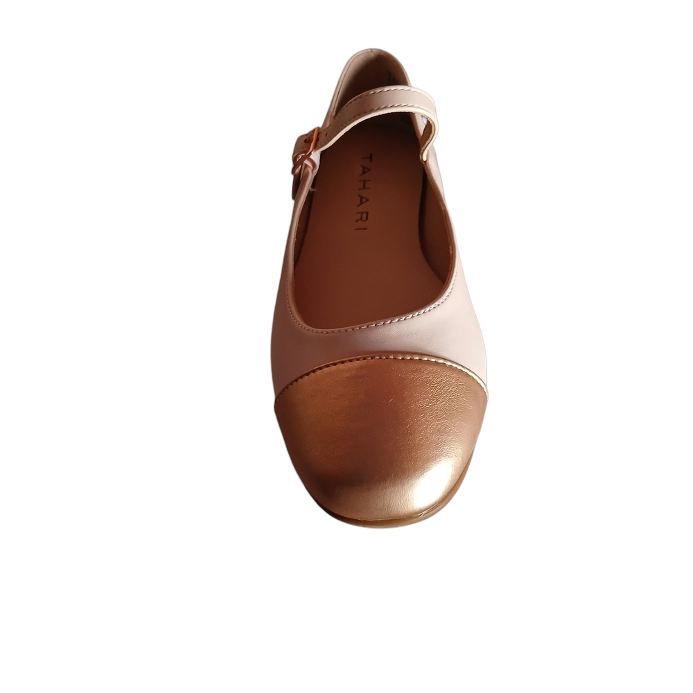 TAHARI Cream and Gold Women's Mary Jane Flats - Picture 3 of 6